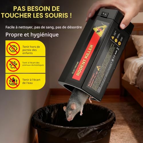 7000V Piège à Rats électrique Rechargeable USB – Mise à Mort Instantanée sans Douleur, avec LED & Alarme sonore, Réutilisable et Hygiénique, pour Intérieur/extérieur, Garage et Cuisine – vue 5