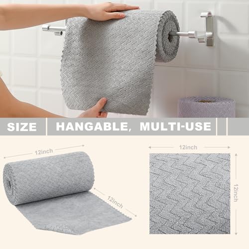 Image of 80 Pack Microfiber Cleaning Cloth Roll Reusable Paper Towels 12 inchx12 inch Tear Away Cloth,Absorbent Dish Rags for House Kitchen,Wash Cloths,Lint Free Rags for Window Cars Cleaning Supplies