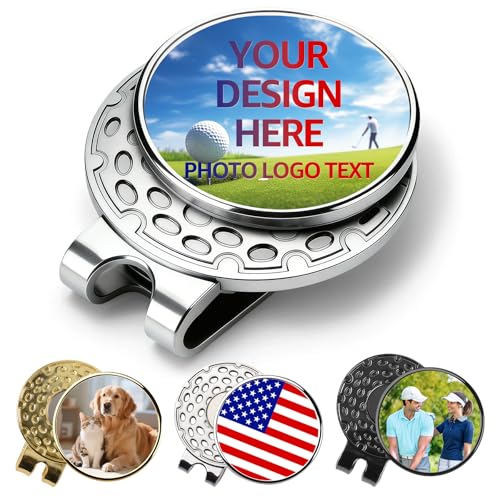 Gloryage Custom Golf Ball Marker Hat Clip, Personalized Magnetic Ball Markers With Photo Logo Name, Premium Golf Accessories Gifts For Men Women Golfers