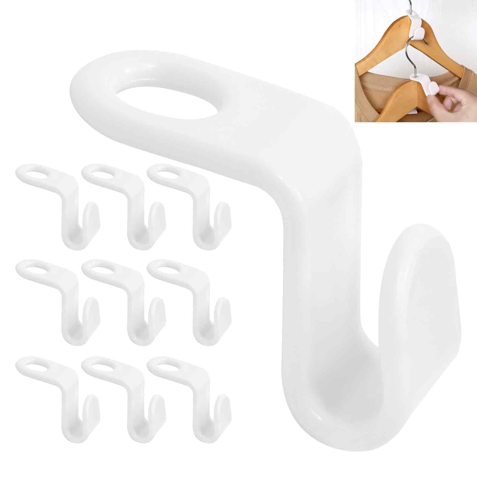 Cjkoonsa White 60 Pcs Clothes Hanger Connector Hooks, Hanger Connector Hooks Super Space Saving Wardrobe Organise For Garderobe Closet