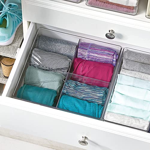 Image of 4 Compartment Divided Drawer and Closet Storage Bin - Organizer for Scarves, Socks, Ties Bras, and Underwear - Dress Drawer Organizer, Shelf Organization