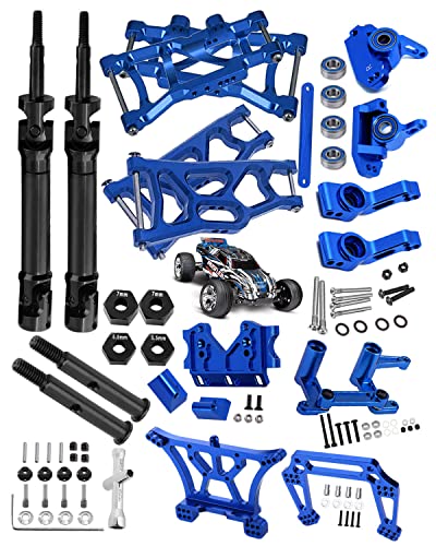Rcarmumb Upgrades Part For 1/10 Rustler 2Wd Vxl, Drive Shaft Cvd Axles,Alloy Caster Block,Steering Blocks,Stub Axle Carriers,Suspension Arm,Steering Bellcranks,Shock Tower,Bulkhead,Navy Blue #TOP11