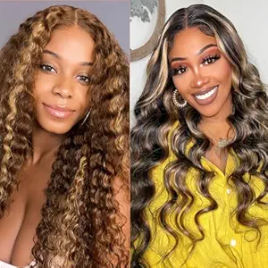 1b/27 13x6 Body Wave Lace Front Wigs Human Hair 24 Inch+Highlight Ombre 13x4 Deep Wave Lace Front Wigs 32 Inch
