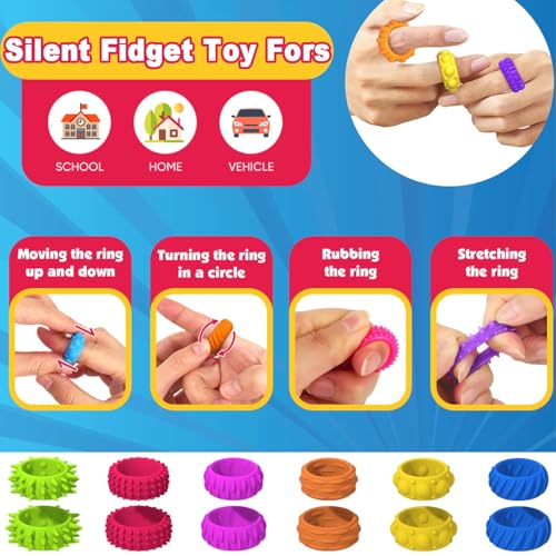 20 Stück Fidget Toys Set - 12 Fidget Ring 4 Akupressur Ring 4 Gewebter Netzschlauch, Skills Set, Sensorik Spielzeug, Anti Stress Spielzeug, für Anxiety ADHD Stresslinderung