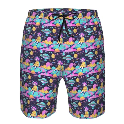 Cartoon Space Print Print Stylish Beach Shorts Swim Trunks Lightweight Breathable Summer Outdoor Activities4
