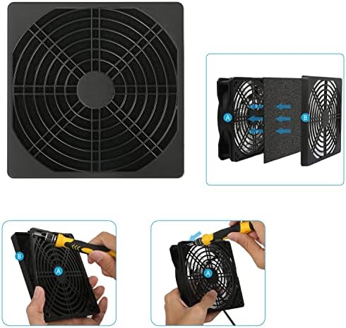 GELRHONR 12 x 12CM PC Chassis Fan Dust Filter,PC Case Cooling Fan Dust Filter Mesh Net Cover,122mm Computer Dustproof Fan Protector Dust Filter Cover Grill with Screws - Black (12CM)