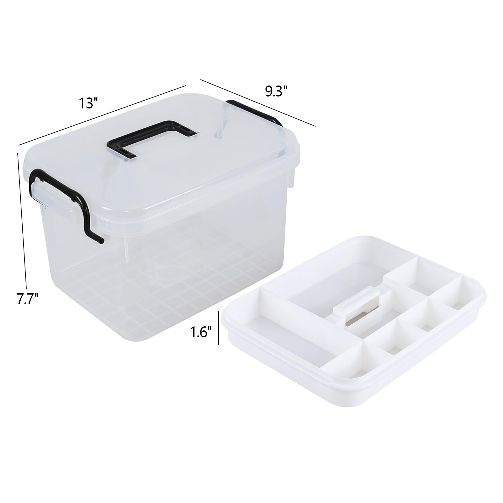 Boîte de premiers secours en plastique transparent avec compartiment amovible