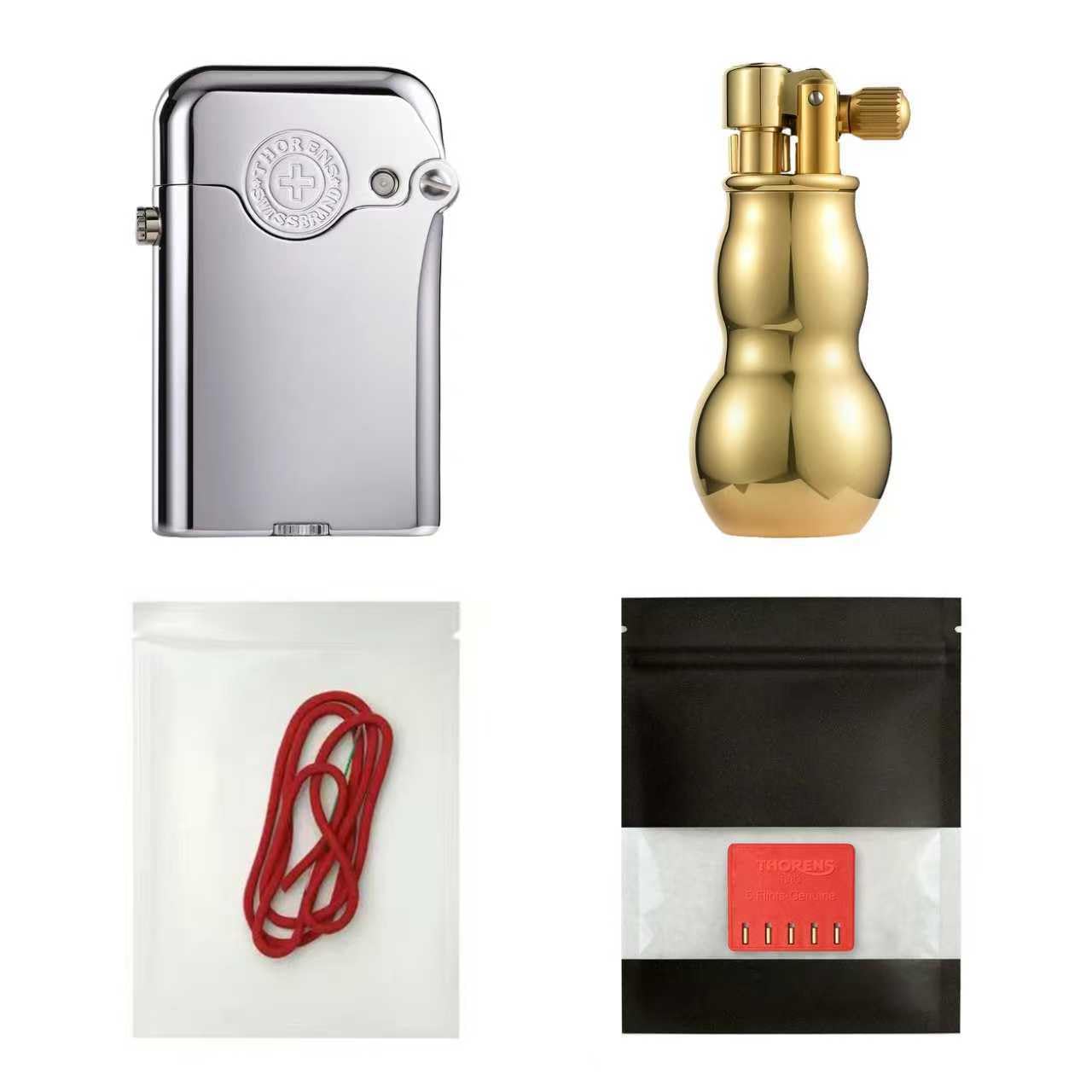 Thorens Lighter Bundle - with 2 Unique Kerosene Lighters Classic Mini 5 Flints Cotton Wick Kerosene Refill Can