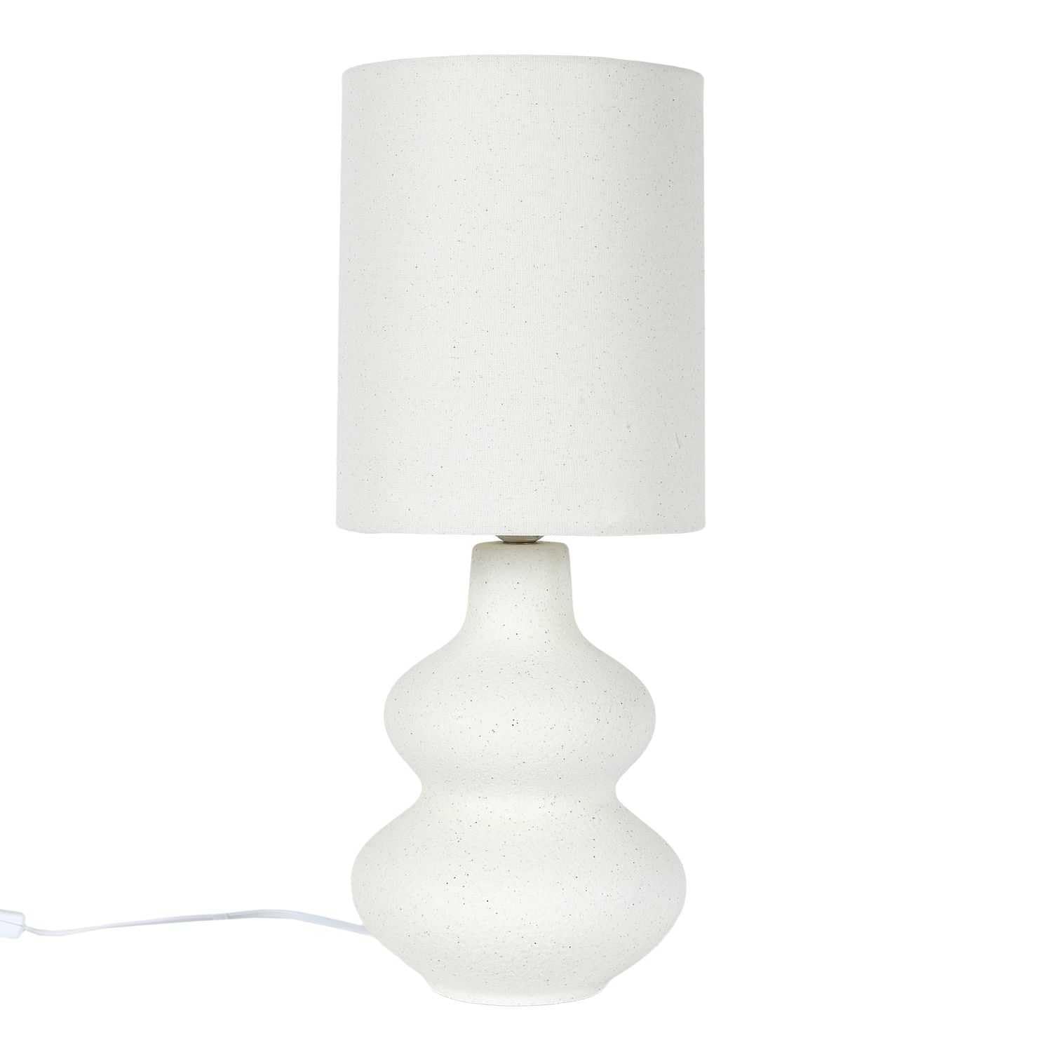 HOME DECO FACTORY, LA0044, Lampada in Ceramica Crema dal Design Raffinato, Paralume in Lino per Una Calda Atmosfera, Ideale per Tutti Gli Interni, Altezza 50 cm, Colore Bianco