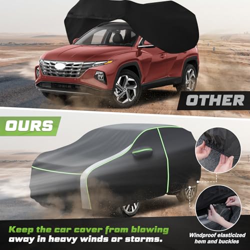 Image of Mixsuper Liner Car Cover for Hyundai Tucson 2004-2026, 7 Layers Waterproof Car Cover Accessories for Tucson with Zipper Door, Windproof Straps, Reflective Strips, Anti-UV, All Weather