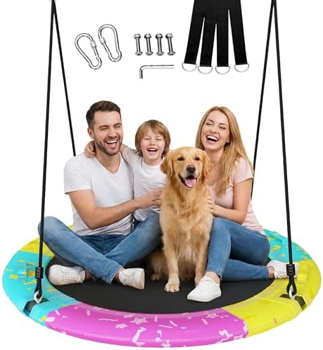 Lamerge 43 Inch Saucer Swing, Tree Swing for Kids, 900 lb Capacity