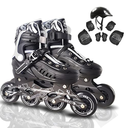 Patins Adulto Inline ABEC-9 - Freestyle Urban para Performance Profissional, Rodas de PU 84mm com Dureza 85A (Patins Cinza/Kit Preto, L (39 ao 42))