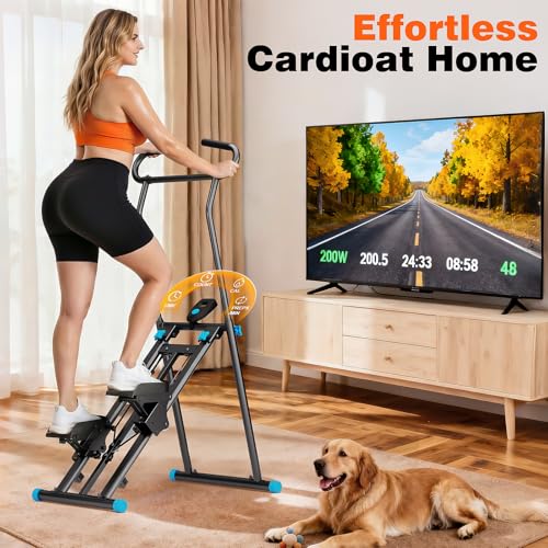 Image of Stair Stepper for Home Gym, 350 lbs Capacity Cardio Machine with Adjustable Height, Non-Slip Pedals, LCD Display, Foldable Design for Full Body Workout for Women Men