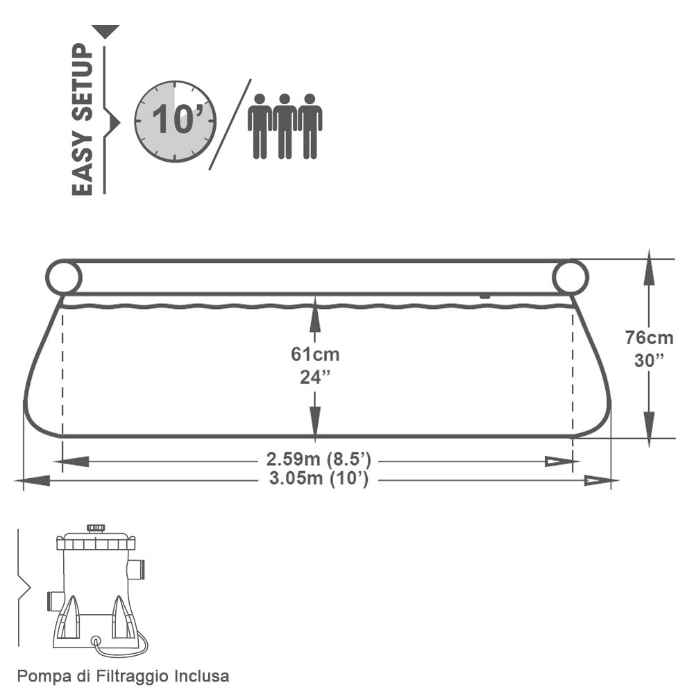 Bestway Piscina Bec.FastSet 305 x 76 cm