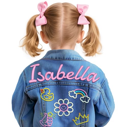 Personalized Kids Denim Jacket with Name, Custom Jean Jacket for Toddler, 1-8 Year Old Girls Boys Birthday Gift