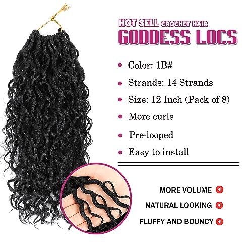 Image of 8 Packs Crochet Hair for Black women, Goddess Locs Crochet Hair,