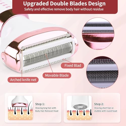 Image of Electric Razors Shaver for Women - 5 in 1 Womens Electric Razor Bikini Trimmer for Women and Wet /Dry and Rechargeable Lady Shaver Razors for Nose Hair Face Eyebrow Arms Legs Armpit Pubic Area