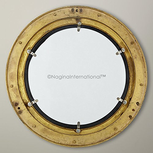 Nagina International Deluxe Nautical Brass Polished Porthole Mirror | Pirate's Boat Decorative Mirror | Captain's Maritime Beach Home Decor & Gifts (30 Inches) - Image 4