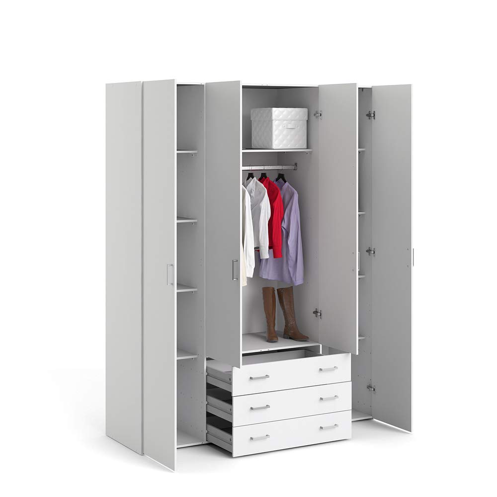 Tvilum 704104949 Jade Armoire avec 4 Portes + 3 tiroirs (200) Blanc