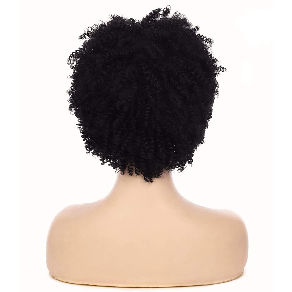 Perruque Afro Femme Bresilienne Courte Bouclée Sans Colle 8 Pouces | Glueless Wig Human Hair Vrai Cheveux Naturelle Perruques de Cheveux Humains en Pour Femmes Couleur Noir Naturel