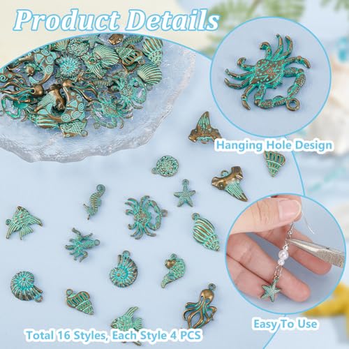 Breloques océan turquoise pour création bijoux vintage