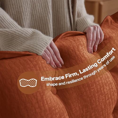 Modular Sectional Sofa, 28D High-Density Foam Cloud Couch, Chenille U-Shaped L-Shaped Sectional with Ottoman, Screw-Free Assembly, 12cm Raised Legs for Living Room (Orange, 77 inch-Straight) - Image 5