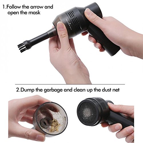 Zeerkeer Keyboard Vaccum Cleaner Cordless, USB Rechargeable Computer Vacuum Cleaner Kit with 2 Nozzles, Portable Hand Held Mini Air Duster for Computer, Car, Piano, Dust, Hairs, Scraps