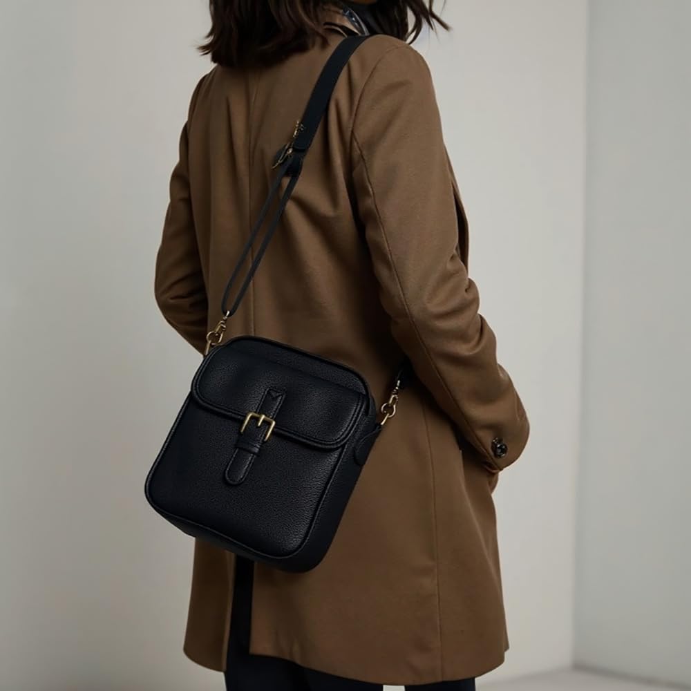 Bolsos cruzados de piel sintética para mujer, Bolso multifuncional de gran capacidad con múltiples compartimentos, Bolso bandolera