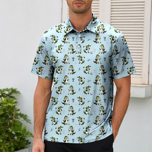 Men's Golf Polo Shirts,Funny Print Short Sleeve,Casual Collar Performance Moisture Wicking Quick Dry Golf Polo Shirts3