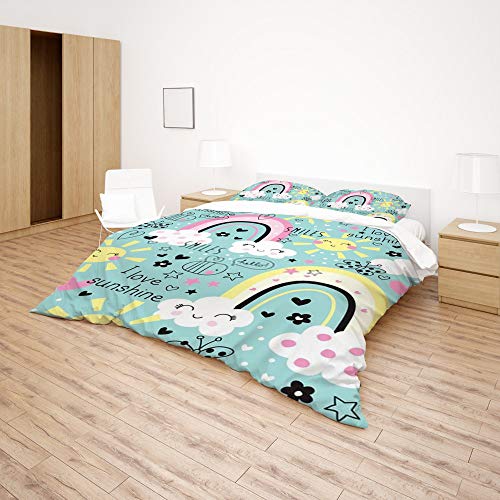 Parure de lit polyester lit simple motif nuages multicolores facile d'entretien - 5