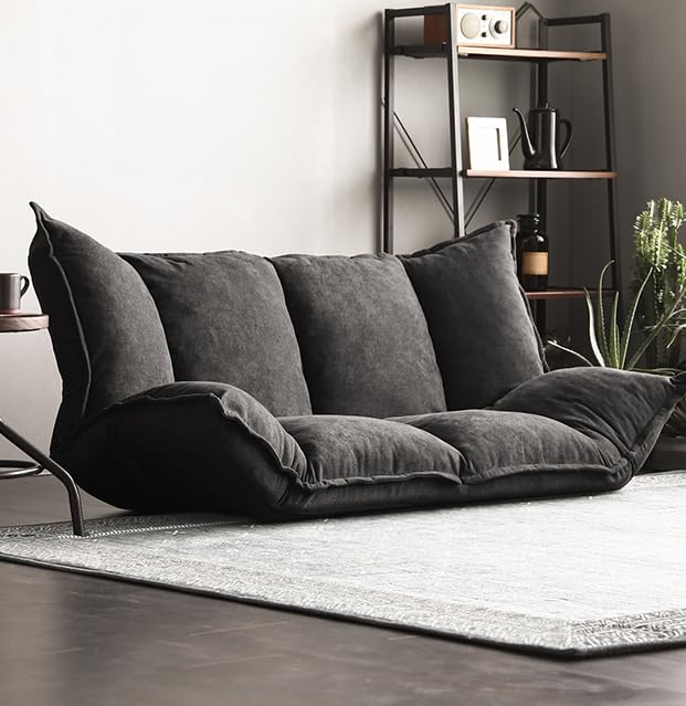 モダンデコ2人掛けソファロータイプソファ可能ブラック