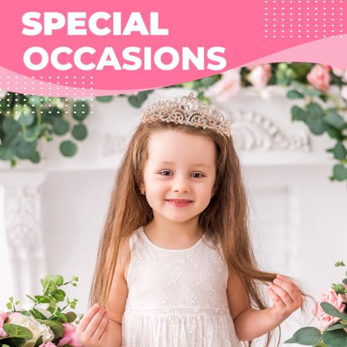 Birthday Tiara and Crown with Sash for Women, Hair Accessories for Wedding Party Costume (C- Rose Gold)