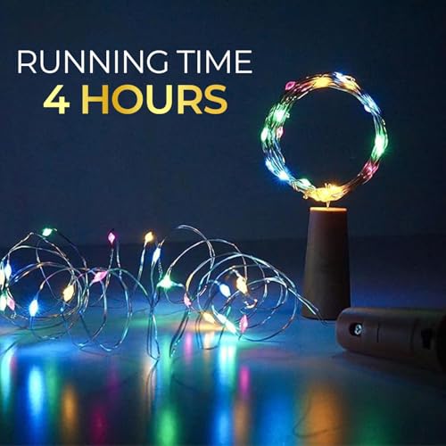 Image of Lexton 20 LED Wine Bottle Cork Lights Copper Wire String Lights (Multicolor, Pack of 2)