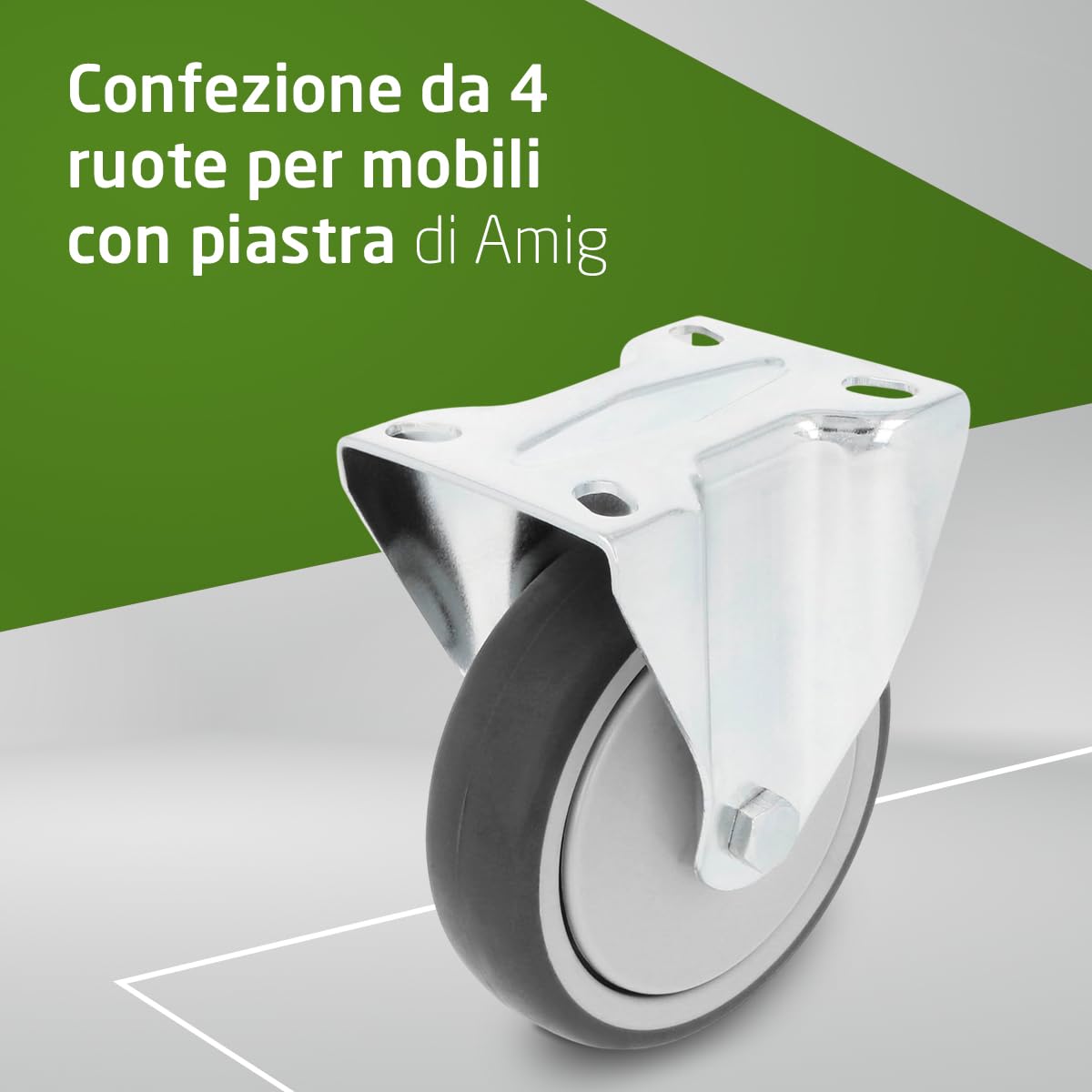 Set 4 Ruote Fisse | 100 Mm | Ruote per Spostare Mobili O Elettrodomestici