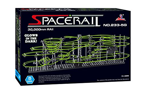 SpaceRail Glow in The Dark 30,000mm Rail, Roller Coaster Building Set, Marble Roller Coaster Kit with Steel Balls, Great Educational Toy for Boys and Girls, Level 5.2