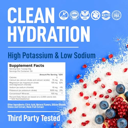 Image of Keppi Electrolytes Powder - Blueberry Pomegranate Flavor 50 Servings - No Sugar Hydration Supplement with Potassium, Magnesium, Sodium - Keto, Vegan, Fasting-Friendly, Zero Calorie Electrolyte Drink