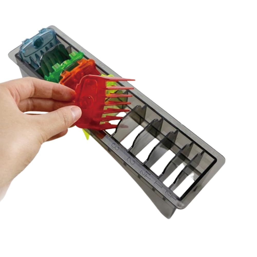 Clipper Guard Holder, Clippers Comb Holder Case Plastic Guide Combs Storage Box Professional Barber Guards for Universal Hair Clippers with 10 Slots Limit Organizer Container for Barbershop Use