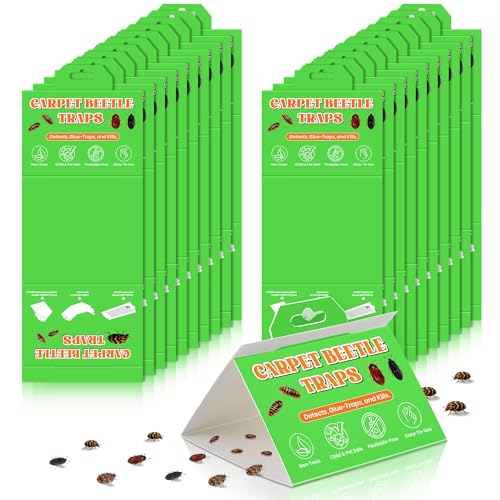 20 Pack Carpet Beetle Traps Indoor Sticky Glue Traps for Carpet Beetles Larvae & Other Crawling Insects Non-Toxic Sticky Trap Monitoring Solution