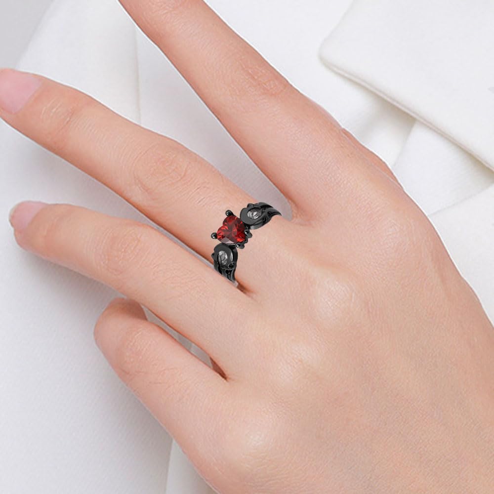LeosHi Individuell graviertes Paar-Ring-Set, Versprechungsringe für Sie und Ihn, passende Herz-Verlobungsringe, personalisierte Herren-Eheringe für Damen, Größe 5–13