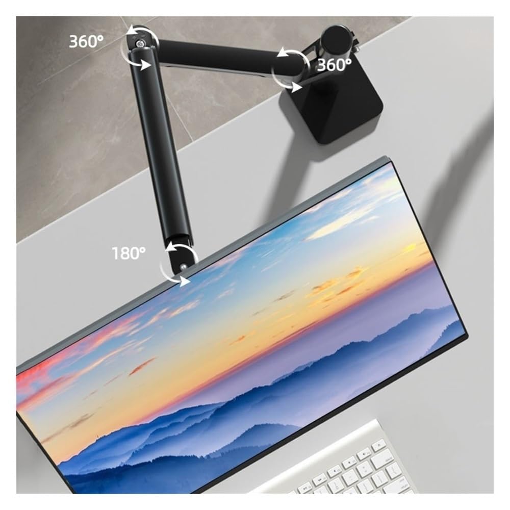 Projekt oszczędzający miejsce Single Monitor Mount, Adjustable Monitor Arm Desk Mount Fits 17-32 inch Screen, Holds 19.8lb, Full Motion Gas Spring Monitor Arm with Mount Łatwa instalacja(Black,300mm)