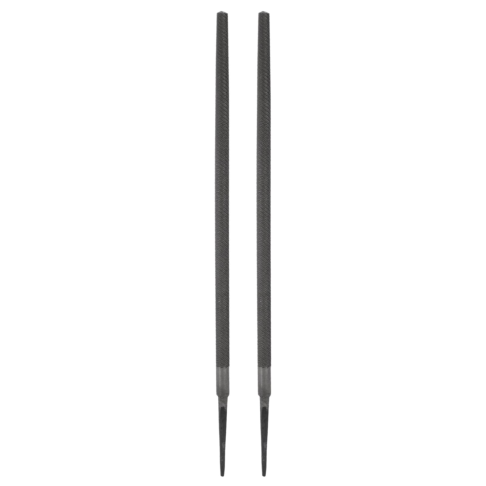 sourcing map 2 Pcs 12" Round Medium Cut File Double Cut Teeth Medium Metal File High Carbon Steel T12 Without Handle for Metal Wood Finishing Roughing, Grey