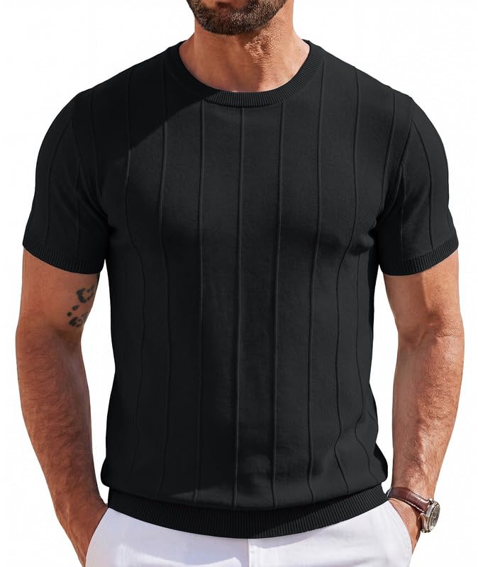 Elainone Herren T-Shirt aus Viskose mit Vertikale Streifen