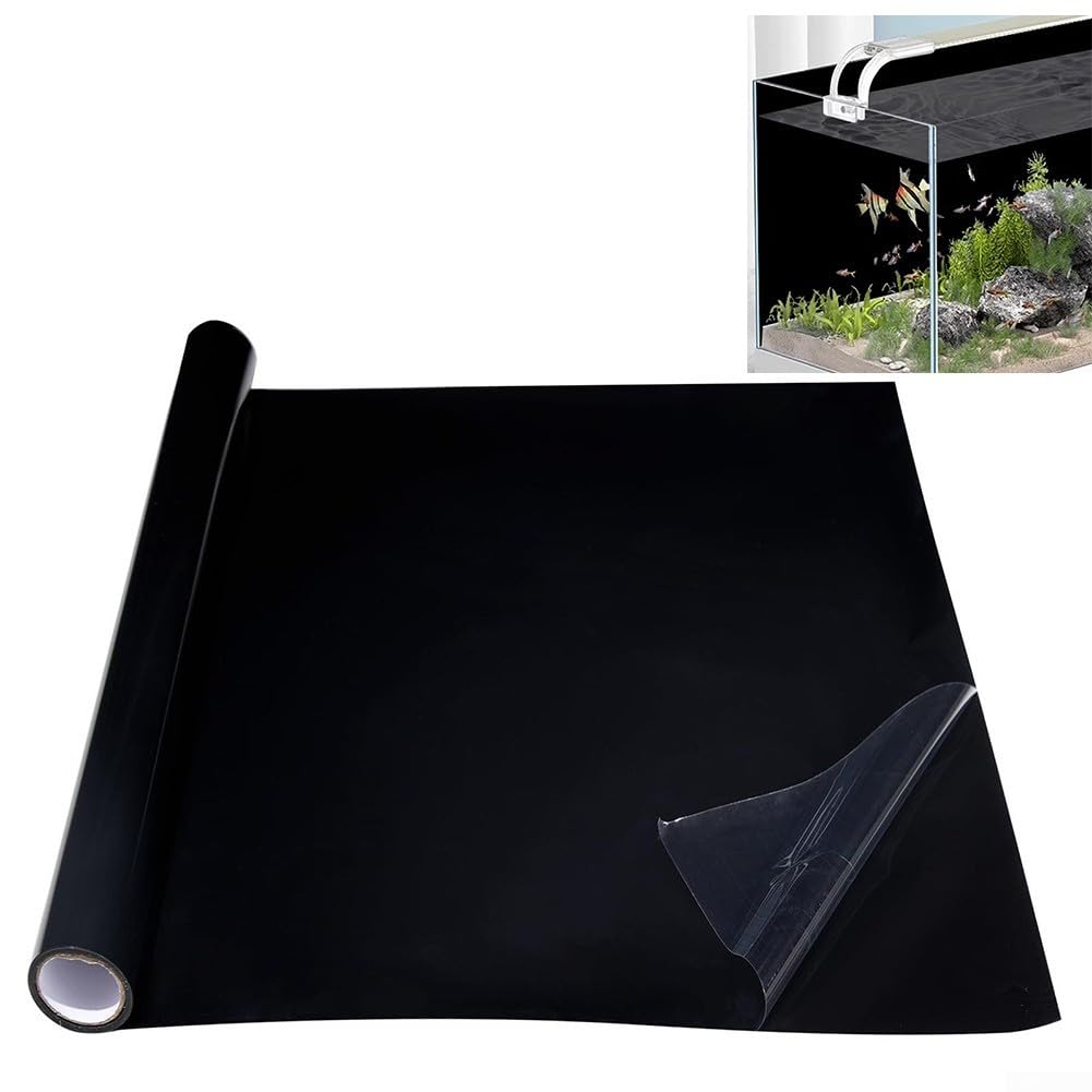 Sfondo per acquario, statico adesivo per acquario, sfondo nero in PVC, varie dimensioni per la decorazione della casa (30 x 200 cm)