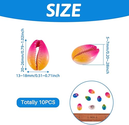 Vista 30 de Cheriswelry 50 cuentas de concha galvanizadas, conchas de cauri en espiral, conchas de mar, verano, playa, cuentas espaciadoras sueltas