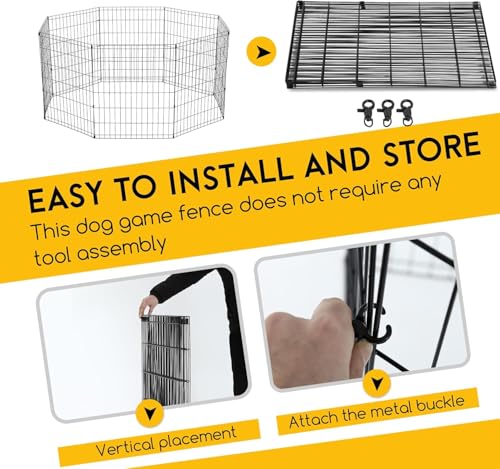 Image of FDW Dog Pen Playpen Puppy Pet Playpen 8 Panel Indoor Outdoor Metal Portable Folding Animal Exercise Dog Fence,75 cm（30 Inch）,Black