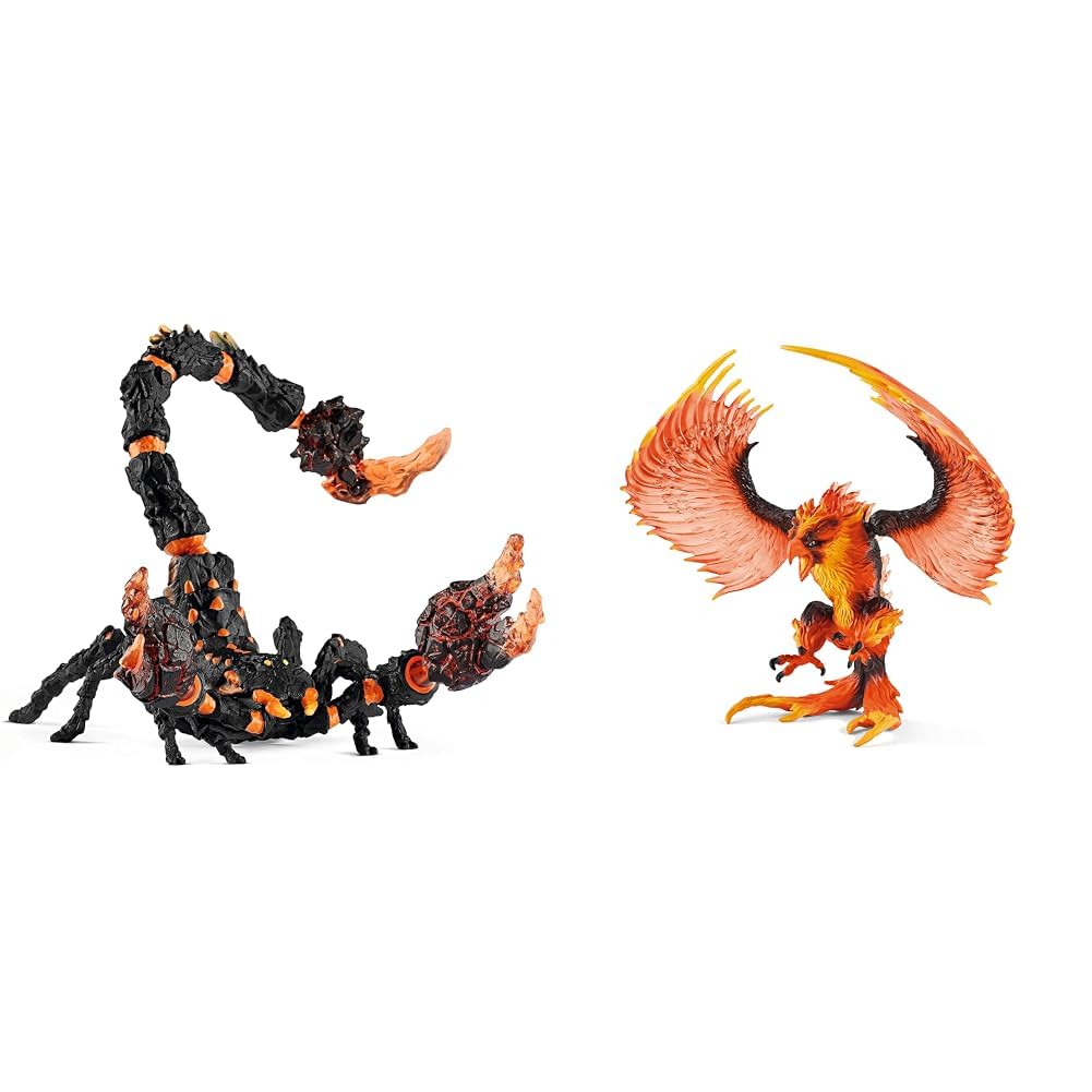 SCHLEICH 70142 ELDRADOR Creatures Lavaskorpion, Monster & ELDRADOR Creatures 42511 Feuer Adler - Mythische Fantasy-Phönix-Kreatur