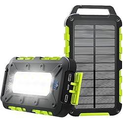 Placa Solar Portatil Para Movil Cargador Solar 20000mAh Batería Externa Portátil Banco de Energía Solar con Panel Solar y Linterna LED,Carga Rápida con 2 USB Puertos Imperable para Movil Ordenador Cámping Emergencia Verde