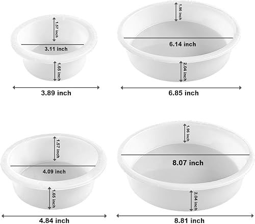 Miniatura 2 de ResinWorld Juego de moldes redondos de 8, 6, 4, 3 pulgadas, bandeja de silicona para fundición de resina, molde de resina para ramo de preservación