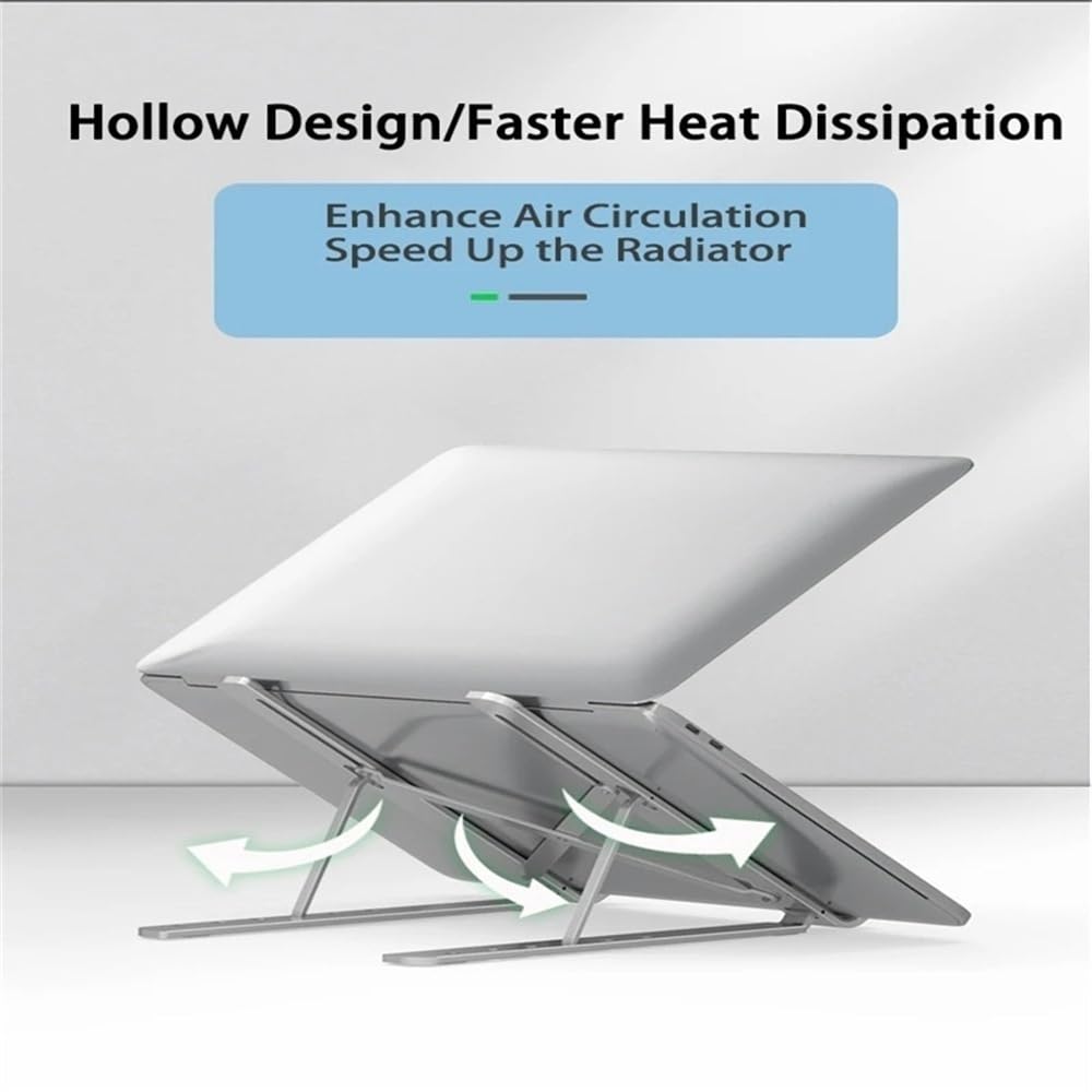Podstawka pod laptopa, Foldable Laptop Stand for Desk, Aluminum Alloy Laptop Holder Bracket with Cooling Fan Akcesoria do laptopów(Gray)
