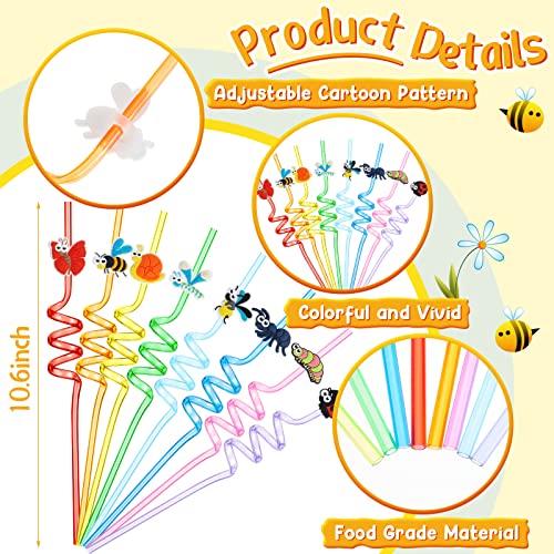 24 Pitillos Plásticos Reutilizables con Diseño Insectos miniatura 3